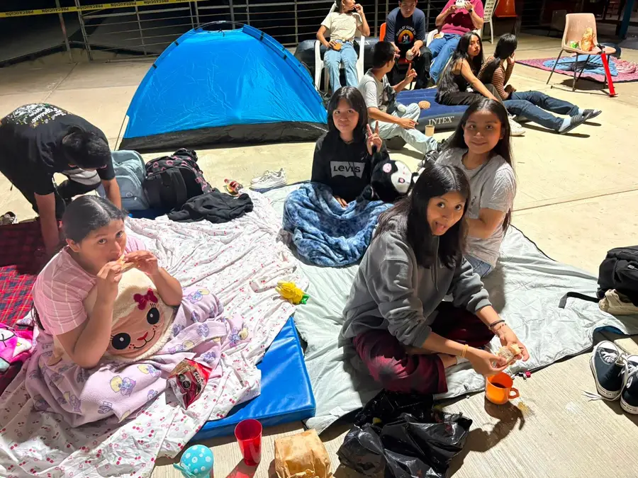 Estudiantes de la EST 95 participando en un campamento escolar de convivencia
